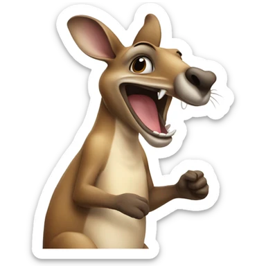 Kangaroo laughing hard at someone and pointing finger sticker