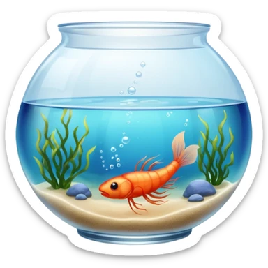 Fish Bowl Aquarium with a single Sea Monkey Atremia Shrimp in it sticker