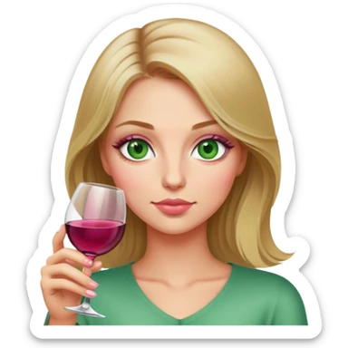 Dirty blonde woman with green eyes drinking pink Wine  sticker