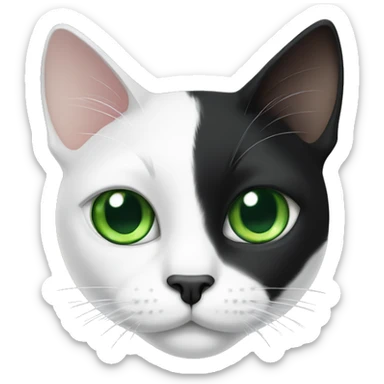 Black white cat with green eyes and patch over one eye sticker