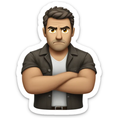 caucassian man crossed arms angry sticker