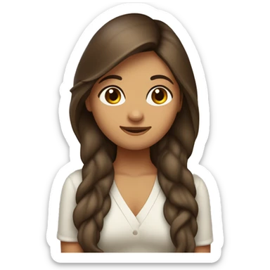 Dos amigas abrazadas,una con pelo un poco chino castaño,de piel blanca más o menos morena y la otra con en cabello largo castaño oscuro con el mismo color de piel sticker