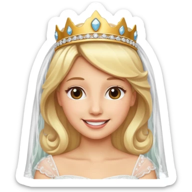 blonde bride tiara and veil sticker