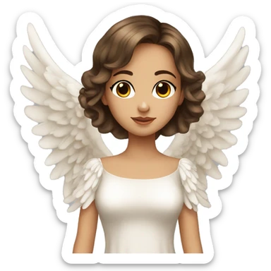 Beautiful angel wings long dress brown hair eyelashes sticker