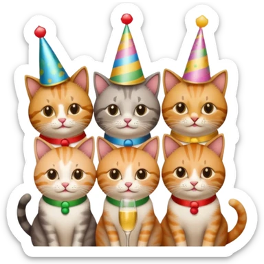 12 cats at a birthday party sticker