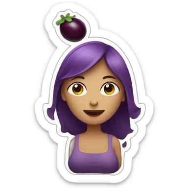 fille enceinte avec aubergine sticker