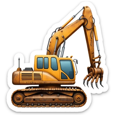 A excavator with four arm and spider legs sticker