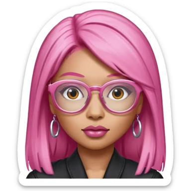 Rapper Nicki Minaj pink hair wear glasses sticker