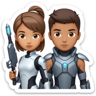 girl and boy with weapons sticker