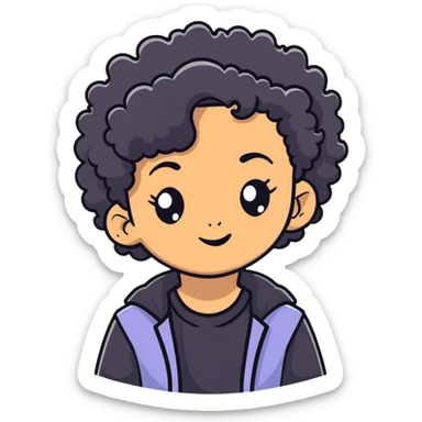mixed-race girl with shaved curly black hair sticker
