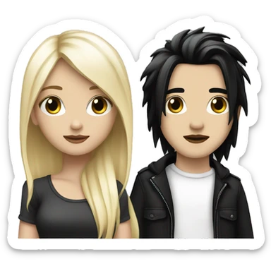 Emo girl with black hair and blonde highlights, walking with a white male with blonde hair ￼ sticker