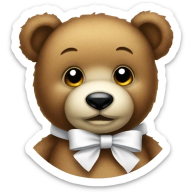 Teddy bear with a white bow sticker