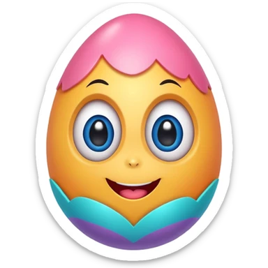 Cute colorful Easter egg character with big expressive eyes and a smiling mouth. sticker