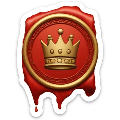 king wax seal red circle sticker