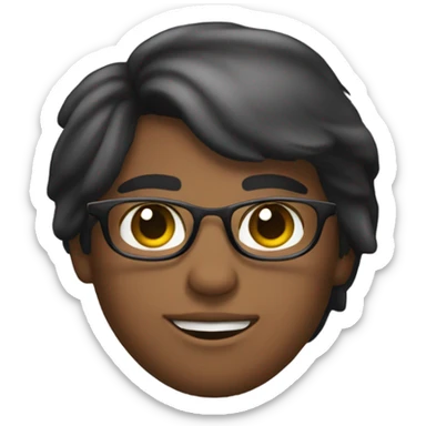 Emoji de una joven con pelo negro y reflejos rubios, lentes rosas transparentes sticker
