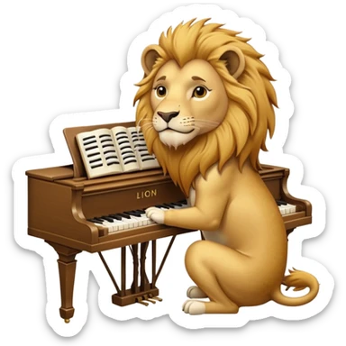 lion playing piano sticker