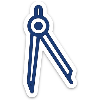 flat design logo of a compass tool in the shape of an L, minimalist, modern, navy blue sticker