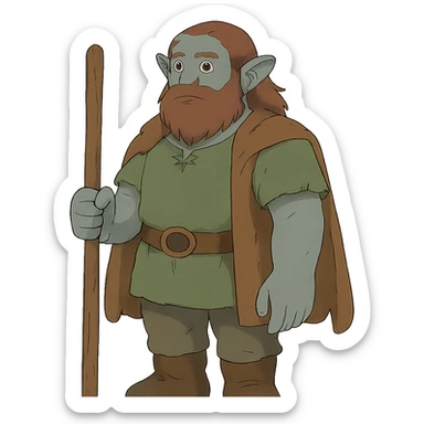 ghibli style firbolg with grey skin sticker