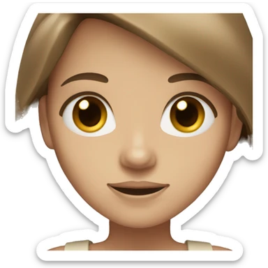 A a girl with long brown hair and light skin(beige)and dark brown eyes sticker
