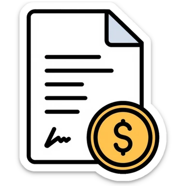 financial document contract with signature line and money symbol sticker
