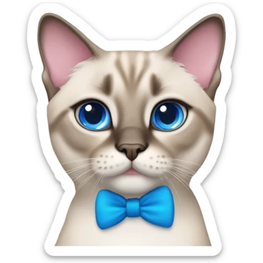 Lynx point Siamese cat with blue eyes and a pink bow sticker