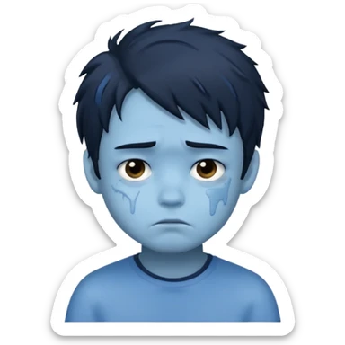 Sad face blue. emoji  boy sticker