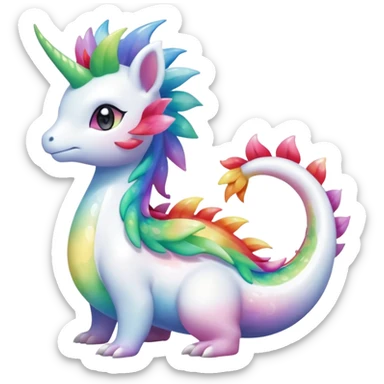Shiny Sparkly beautiful gorgeous ethereal Scaley Exotic Shaymin-Aurorus-Dragonair-Fakémon-hybrid-creature (full body) sticker