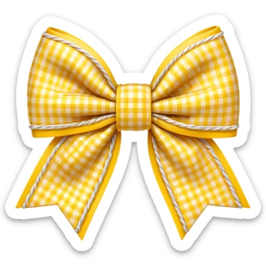 Yellow gingham bow  sticker