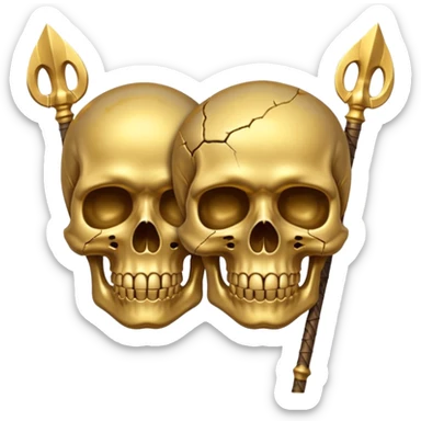 golden skull explode in half by a spear sticker