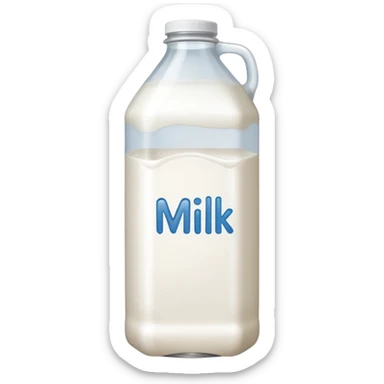 Gallon of milk that has milk written on it sticker