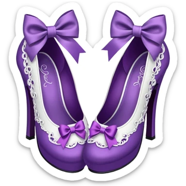 Lolita shoes, white and purple sticker
