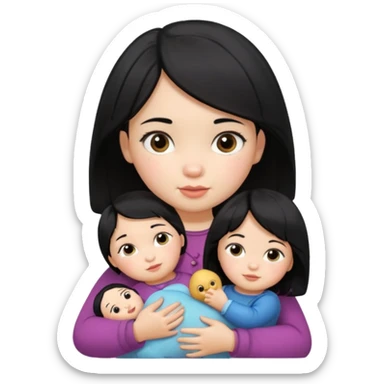 Toddler black hair girl – holding a russia doll sticker
