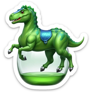 Dinosaur with glass riding horse sticker