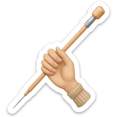 hand holding 1 knitting needle sticker