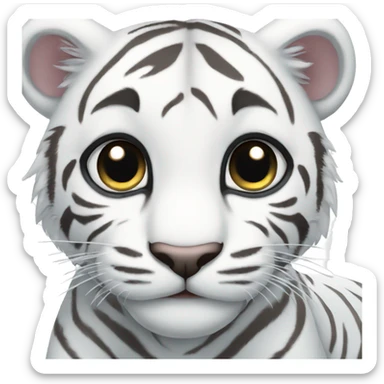 cute baby white tiger with big eyes sticker