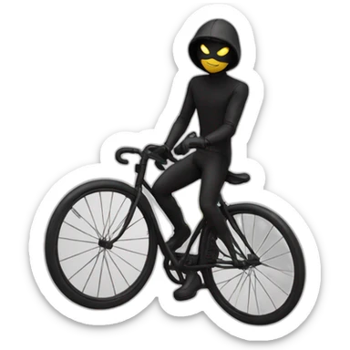 chat noir conduit un velo sticker