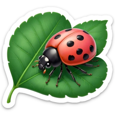 cute pink lady bug on leaf sticker