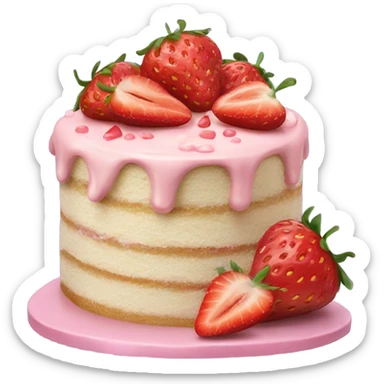 birthday cake with strawberries  sticker