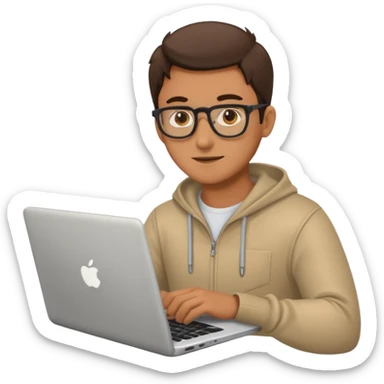 a man working on laptop sticker