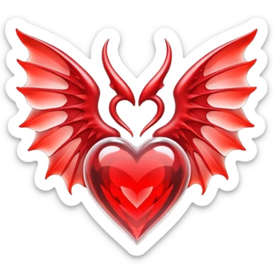 small succubus wings, cryhstal heart  sticker