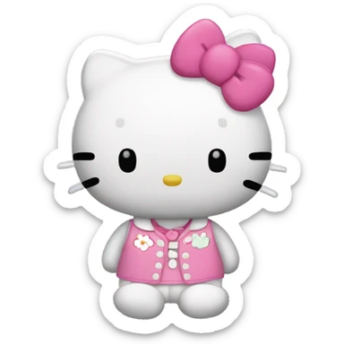 Hello kitty tejiendo  sticker