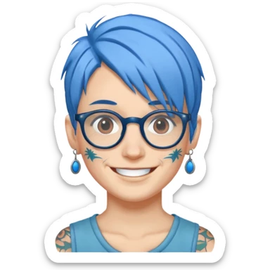 Tattooed & Blue Haired with glasse sticker