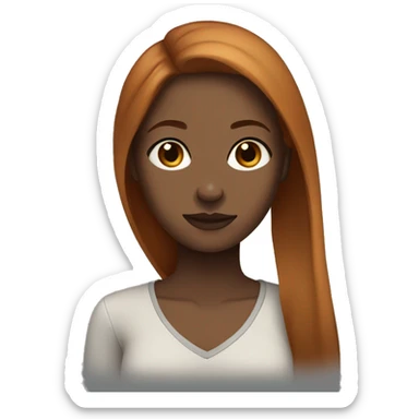 Black browskin woman with long dark ginger hair and dark brown eyes  sticker
