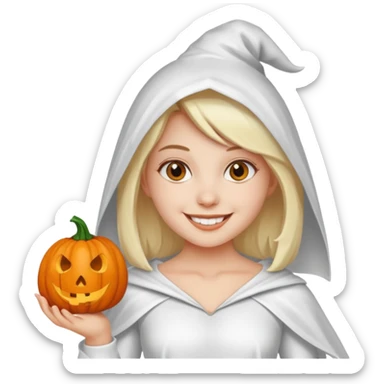 girl with Halloween white costumes sticker
