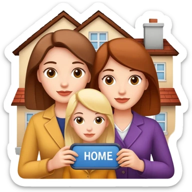 3 white women holding a home title sticker