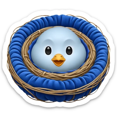 Nest made with blue velvet fabric sticker