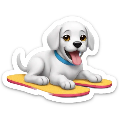 Dog with home flip flops in the mouth  sticker