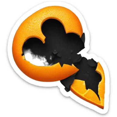 Half orange half black broken heart sticker