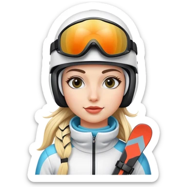 Skiing girly Flamingo with ski helmet, ski goggles , ski and ski boots sticker