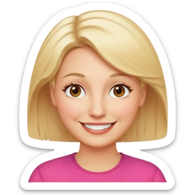 female, mid-age, blonde hair smile sticker